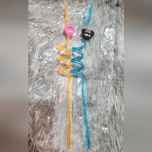 Disney Mickey and Minnie Mouse Swirly Straws - Blue and Yellow